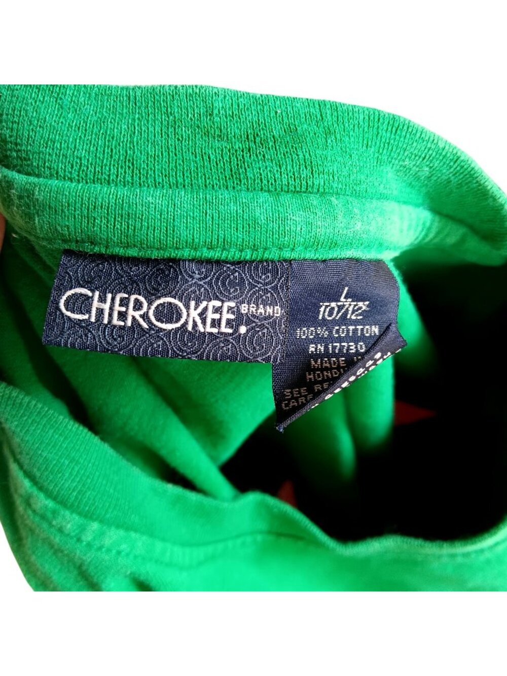 Large Vintage T-shirt 1990's Grunge Cherokee Green Crewneck Pocket 100% Cotton
